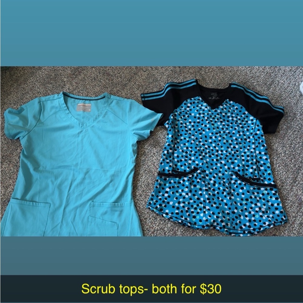 Skechers Women's Scrub Tops - Blue and Black